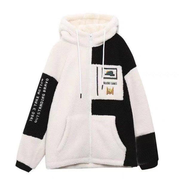 Plus Size Mid-Length Lambswool Hoodie - Korean Style Slimming, Velvet Thickened, Versatile Women's Jacket