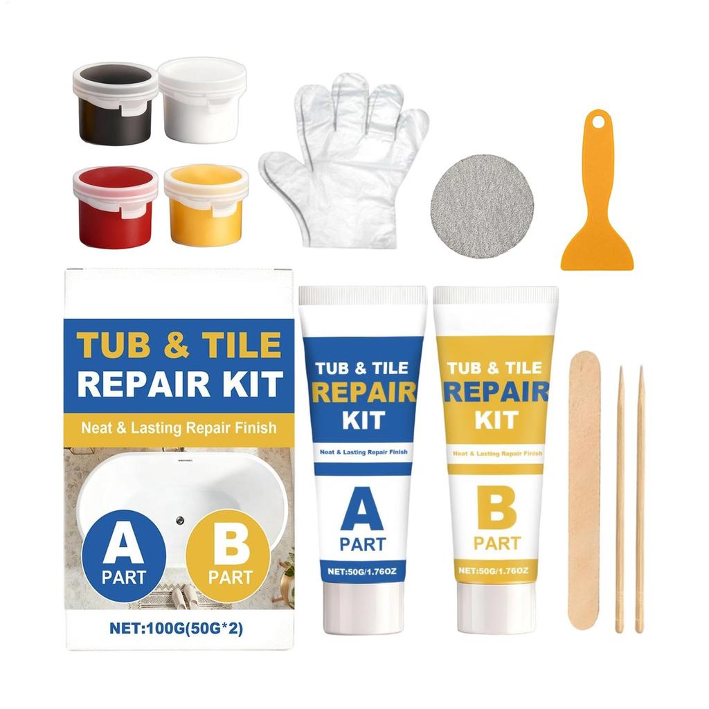 Waterproof Strong Adhesive Ceramic Tile Repair Kit for Bathtub Bathroom Kitchen Floor Toilet Shower Room Marble Caulk Cracked