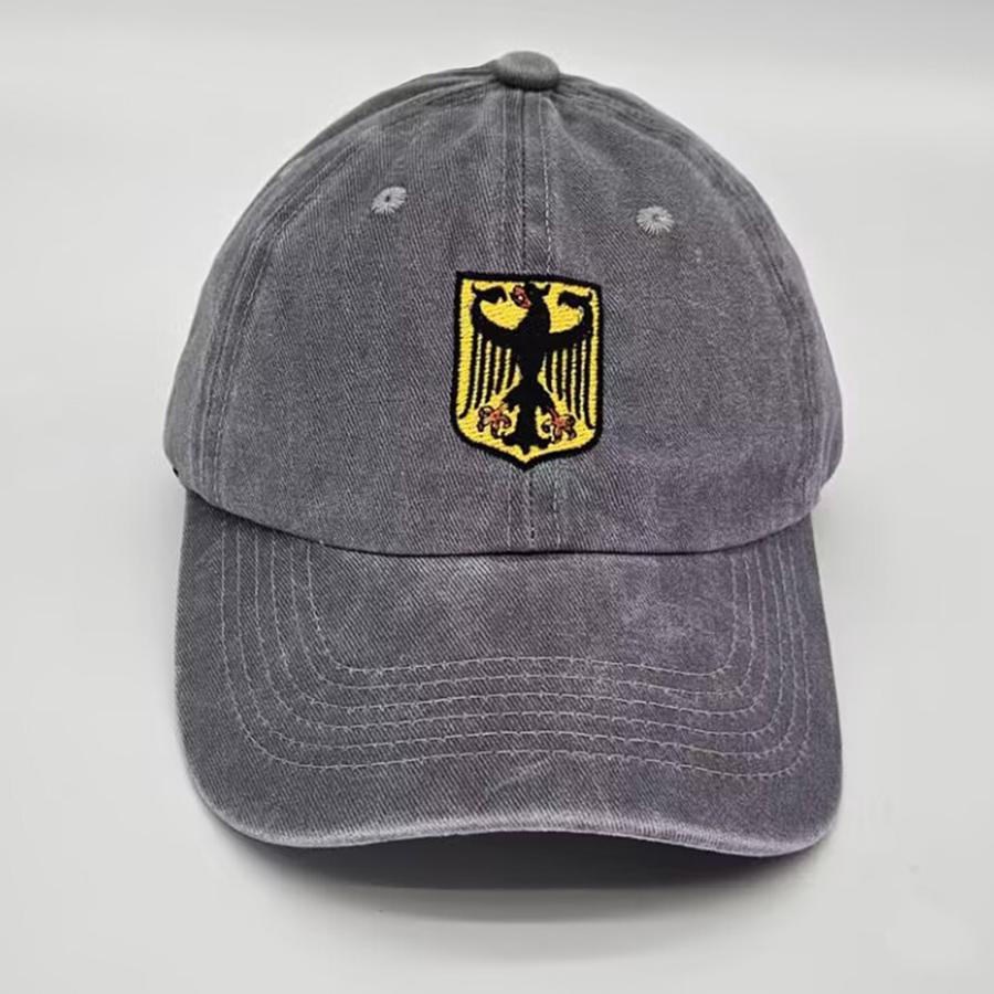 Deutschland Germany Coat Of Arms Shield Embroidery Vintage Men Baseball soft cotton Washed soft Dad cap hats