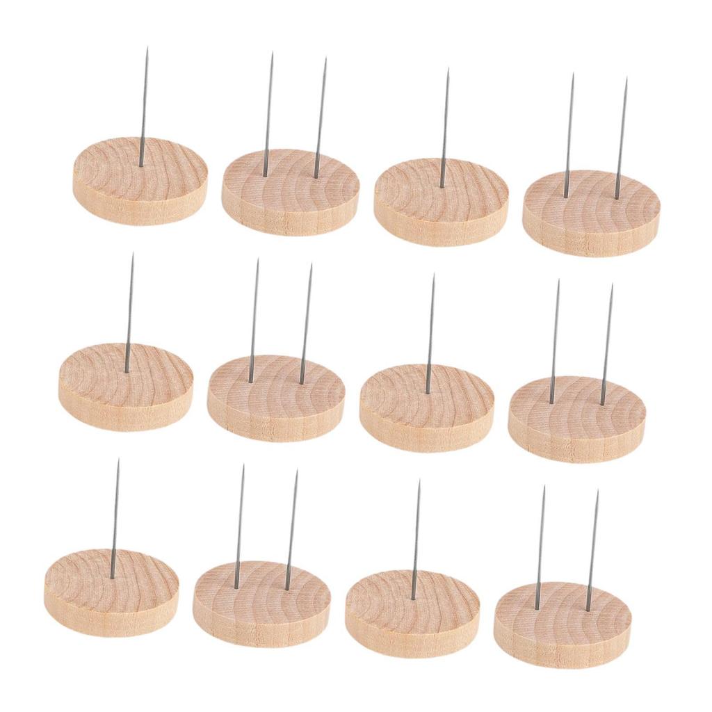 12 Pieces Crochet Dolls Display Stand Doll Holder Decorative Sturdy Metal Pins DIY Wood Base