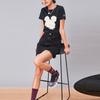 Li-Ning X Disney Gemeinsame Kung Fu Mickey Silhouette Druck Kurzarm T-Shirt Damen Oberteile Schwarz AHSQ144-1