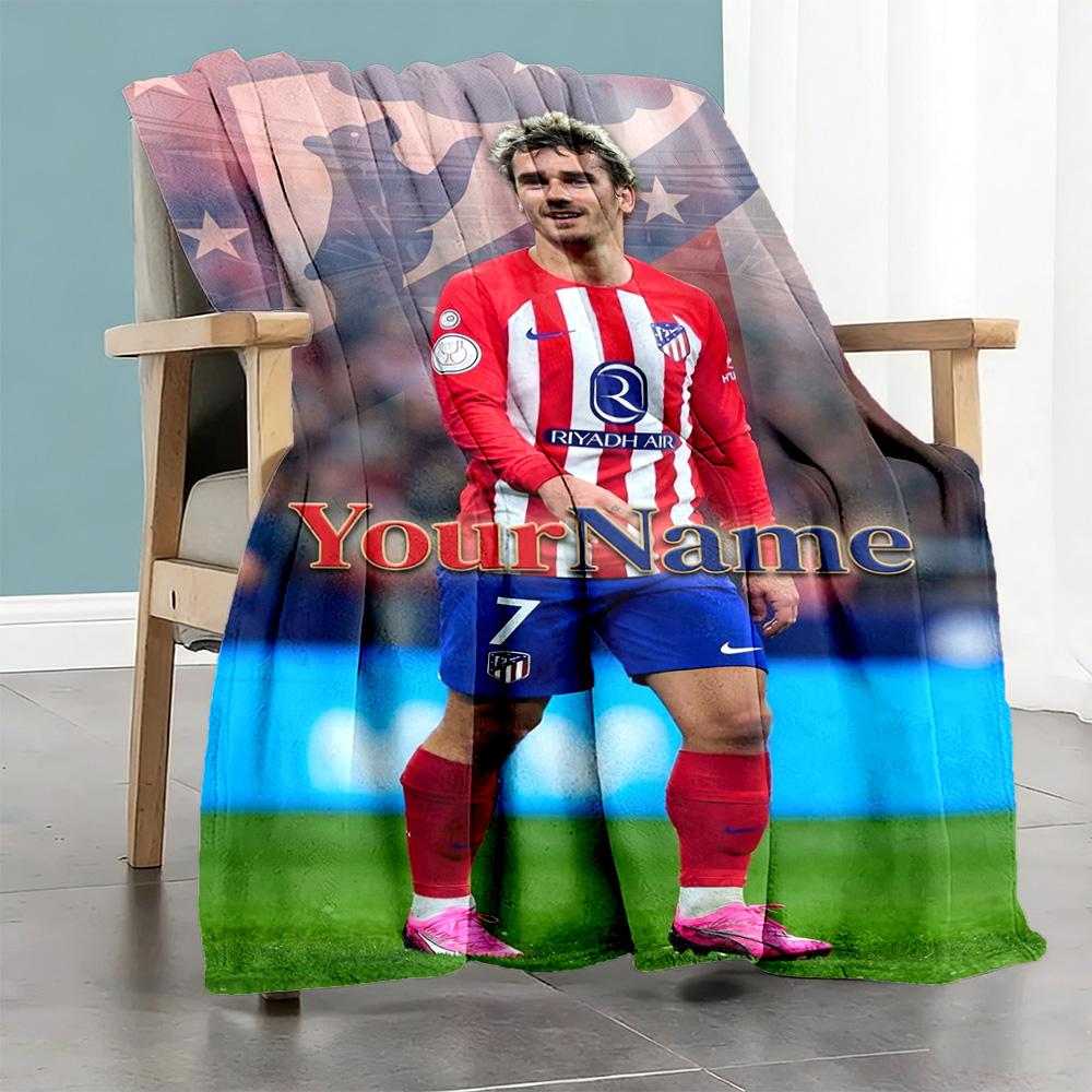 Atletico Madrid Customize Text Blanket Cozy Customizable Blanket Comfortable Throw For Nap Couch Sofa Picnics Four Seasons Universal