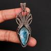 Handmade Wire Wrapped Labradorite Pendant  Blue Flash Gemstone Pendant Antiqued Copper Jewelry for Women & Men