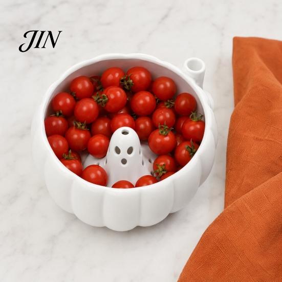 Safe PLA Candy Dish Halloween Swirl Bowl, Ghost Center Berry Wash with 360 Degree Rotating Vortex Window Decoration Spin Function, Fruit Strainer