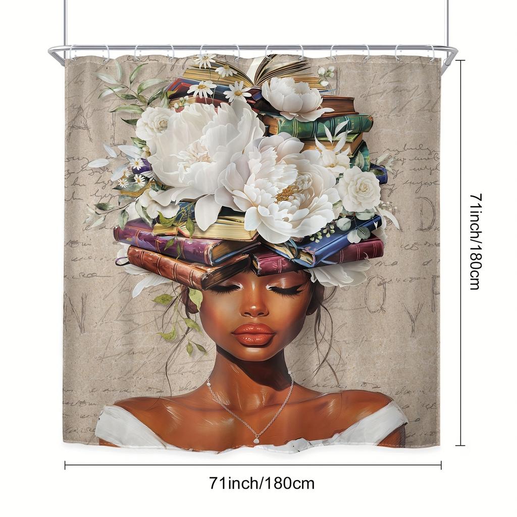 Elegant African Woman with Colorful Headwrap Waterproof Shower Curtain – Perfect for Adding a Vibrant and Cultural Touch