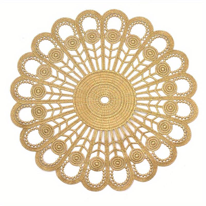 1PC Luxury European Lace Embroidery Placemat Handmade DIY Embroidered Cloth Flower Table Coaster Tray Cushion Tablecloth.