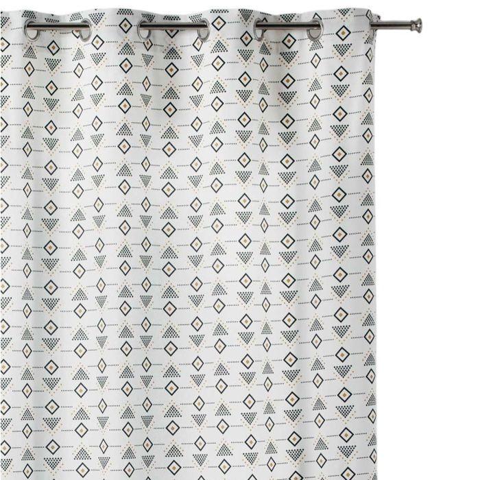 Rideau a oeillets 140 x 240 cm geometrique Letike blanc