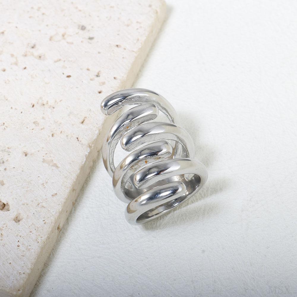 JOVO LOVE Drahtgeflecht Punk Style Edelstahlringe für Frauen Goldfarbe elegantes Design Schmuck Partyzubehör neu