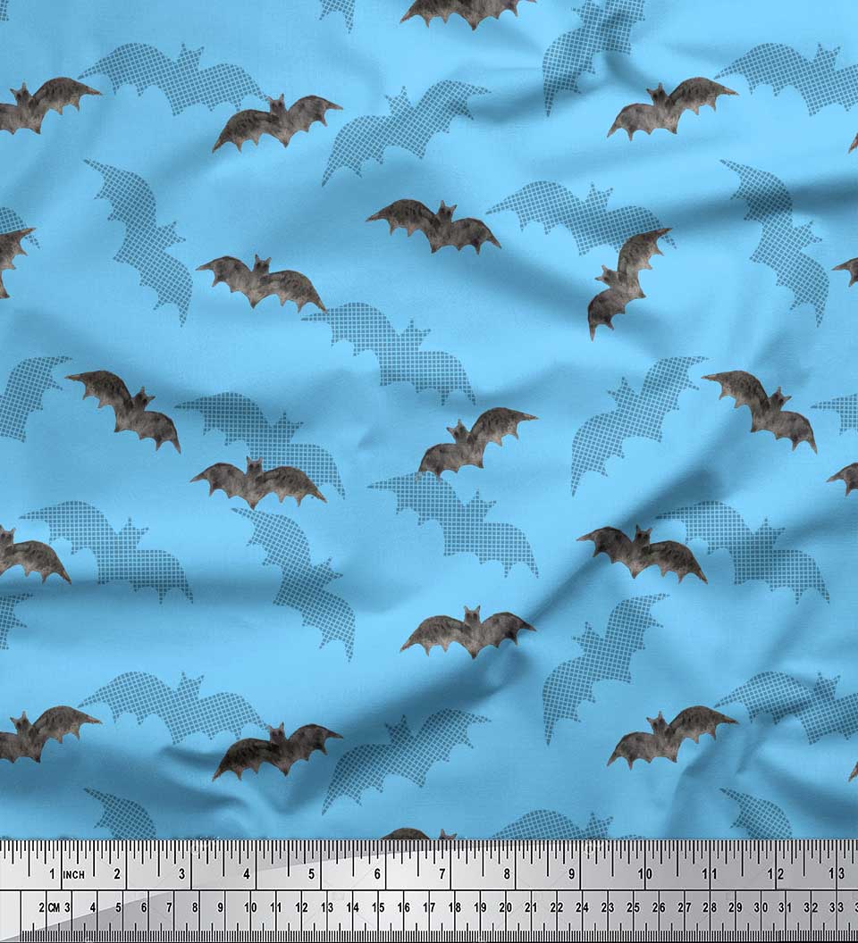 

Soimoi Blue Japan Crepe Satin Тканина Shadow & Bat Animal Decor Fabric Printed meter 42 Inch 42 Inch Wide - Poly Crepe синій