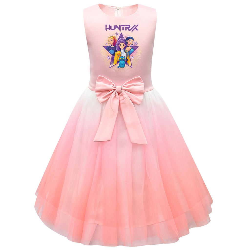 

Детское платье принцессы POP Суперзвезда с принтом Руми, с бантом, без рукавов, сетчатая пачка 150cm