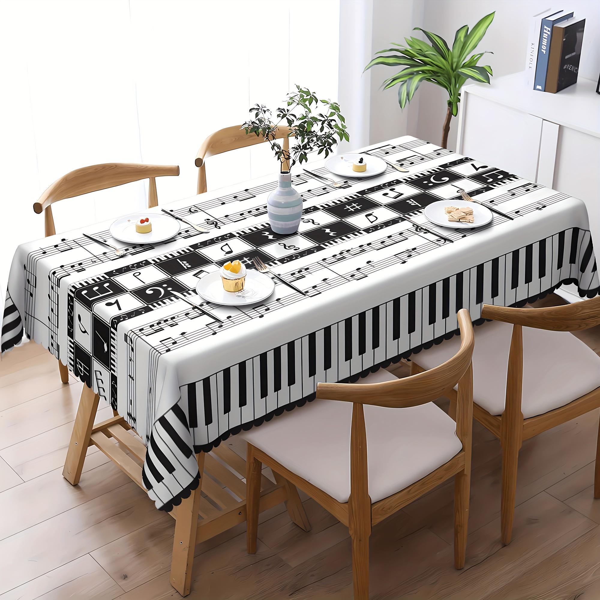 Pianomuzieknoot Print Tafelkleed Pianokamer Decor Muzikaal Thema Wasbaar Rechthoekig Tafelkleed Keuken Feest Eettafel Decor 100x160cm