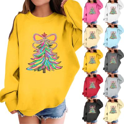 Moletom Infantil Casual da Moda de Manga Comprida Solto com Estampa de Natal