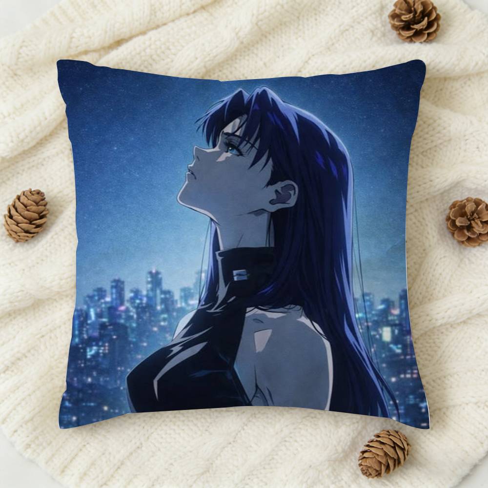 MMisato Katsuragi Anime Doublesided Printed Square Decorative Cushion Cover for Sofa Living Room Home Decor