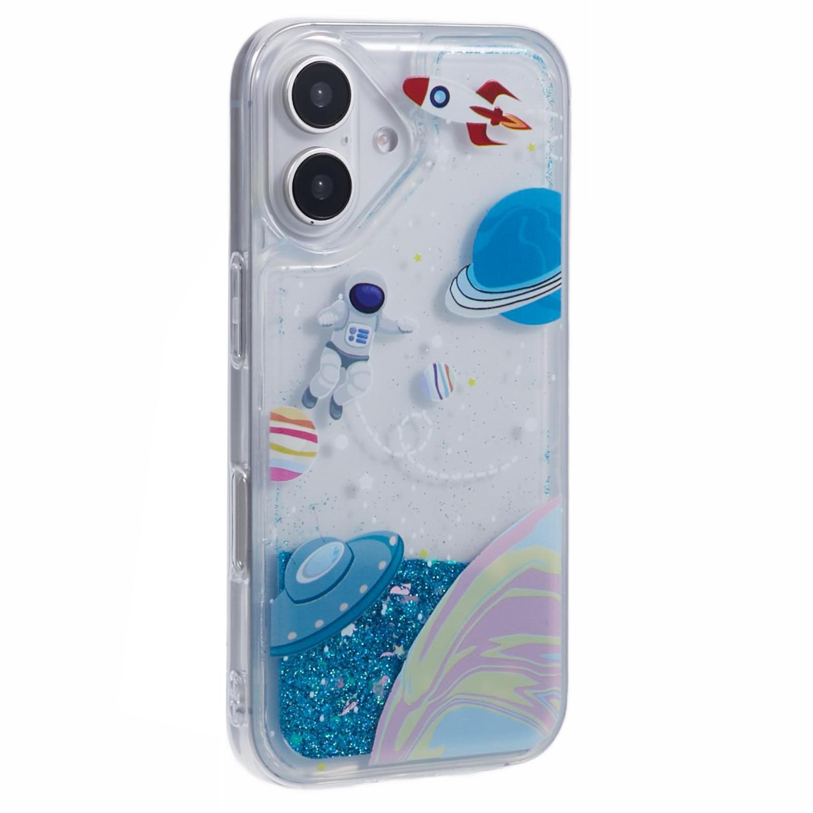 

For iPhone 16 Case Floating Quicksand Pattern Soft TPU Back Cover Universe