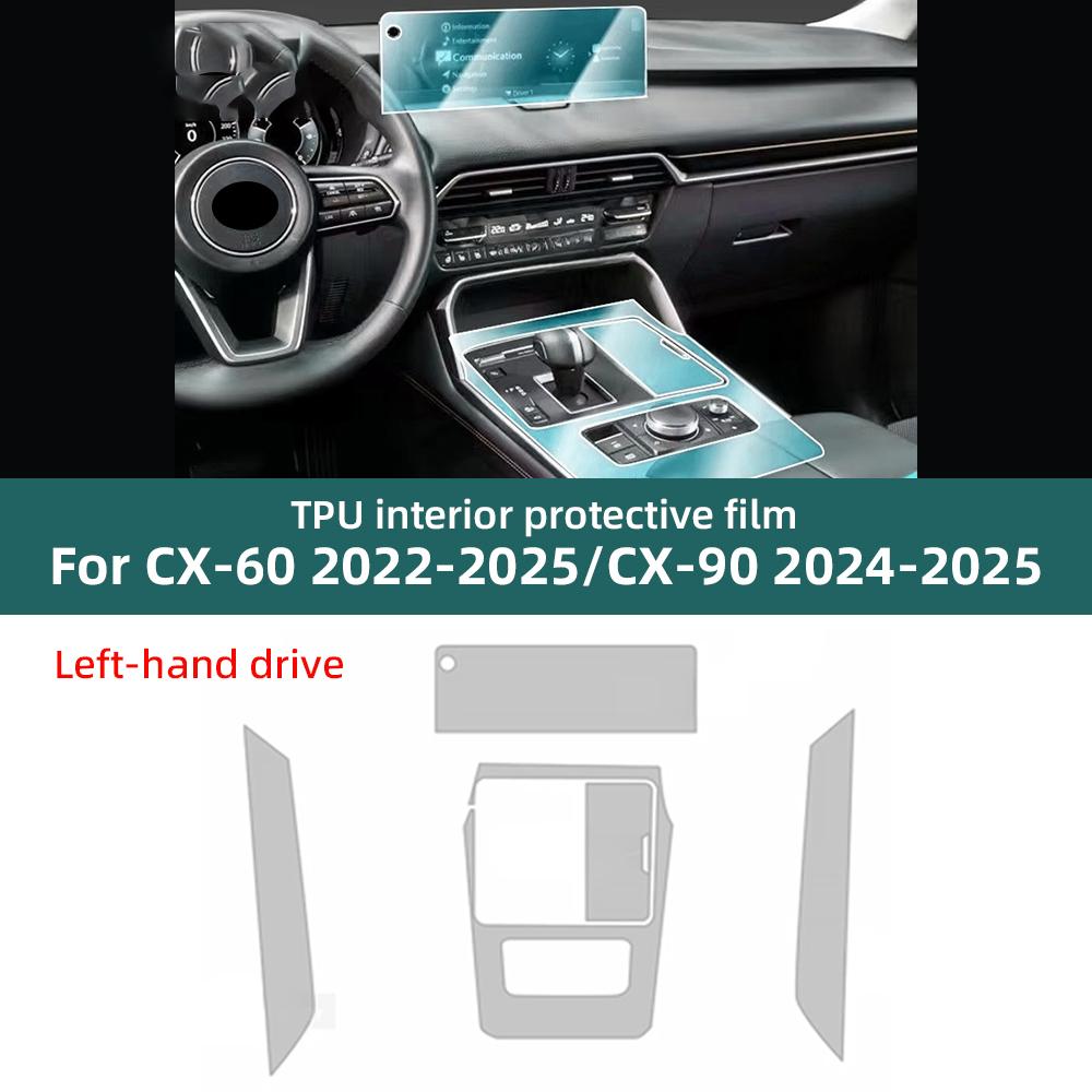 

TPU Protective Film for Mazda CX-60 CX-90 2022 2023 2024 2025 Car Interior Center Console Transparent Anti-scratch Accessories