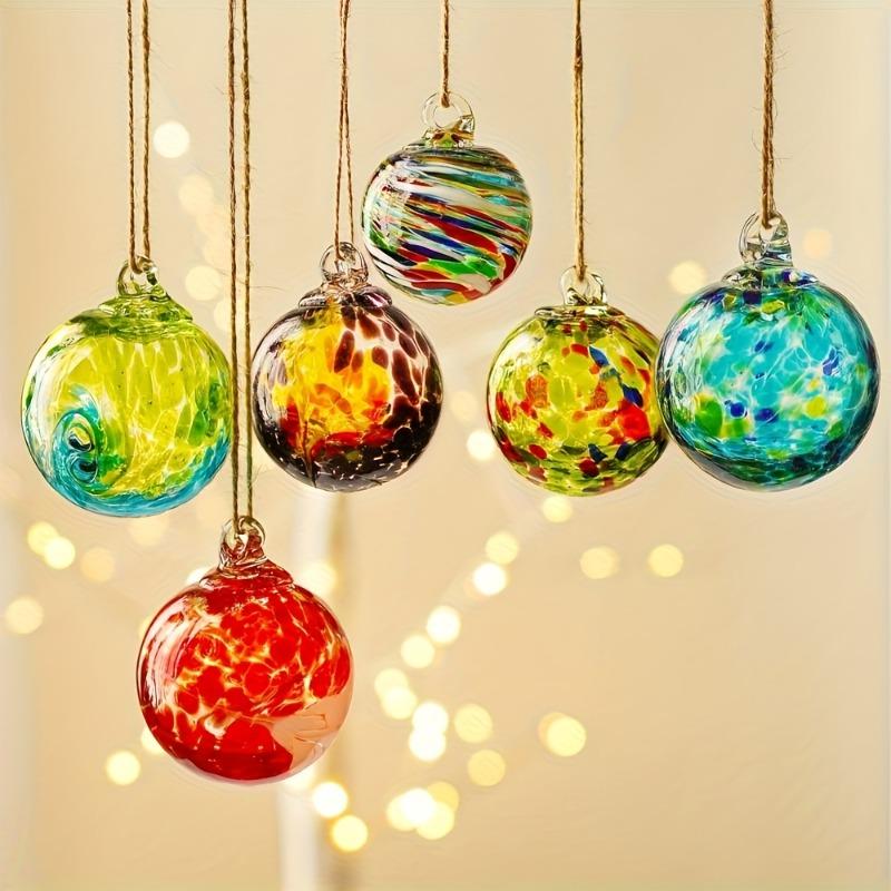 6pcs Christmas Ball Hand-Blown Glass Ornaments Balls Glass Ornaments Hanging Friendship Ball Glass Witches Balls Gazing Balls