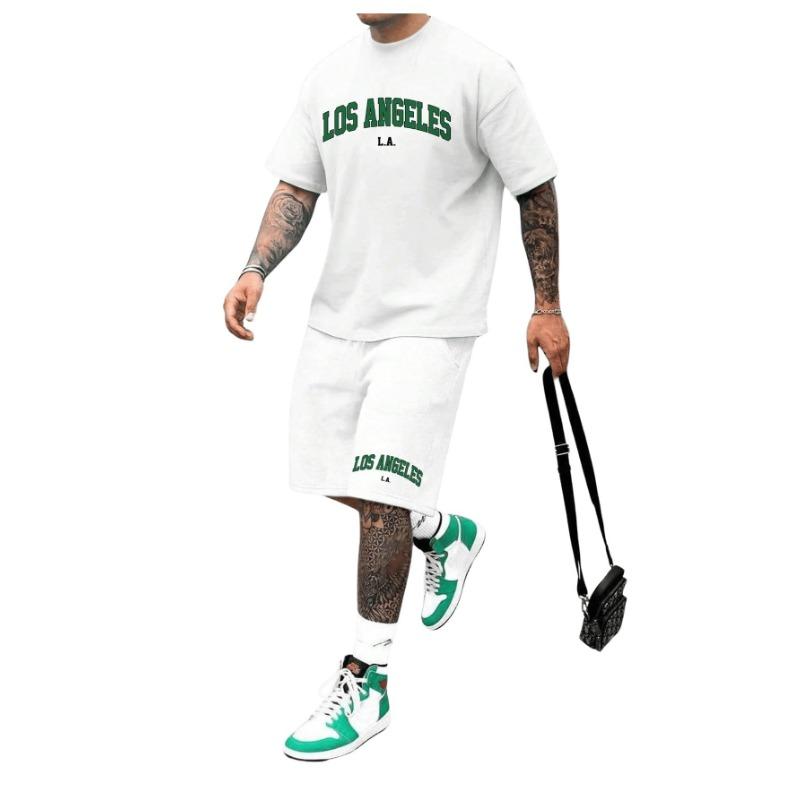 

Мужской комплект из 2 предметов с круглым вырезом и коротким рукавом с принтом мультяшного медведя на 3D-принте, уличный модный мужской топ, мужские шорты на шнурке для активного отдыха 3XL