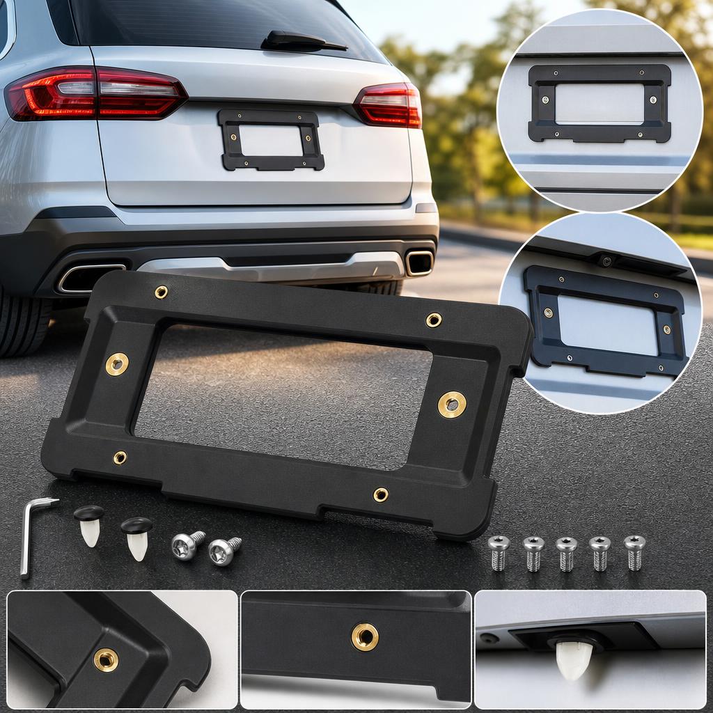 Black US Standard Rear License Plate Base Mount Bracket For BMW 3 5 7 Series X1 X3 X4 X5 License Frame Holder 51187160607 License Plate Covers Frames