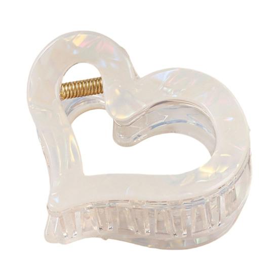 

Hair Claw Anti-slip Teeth Hollow Heart Design Hair Clip Medium Size Back Head Shark Hair Claw Strong Grip Hair білий