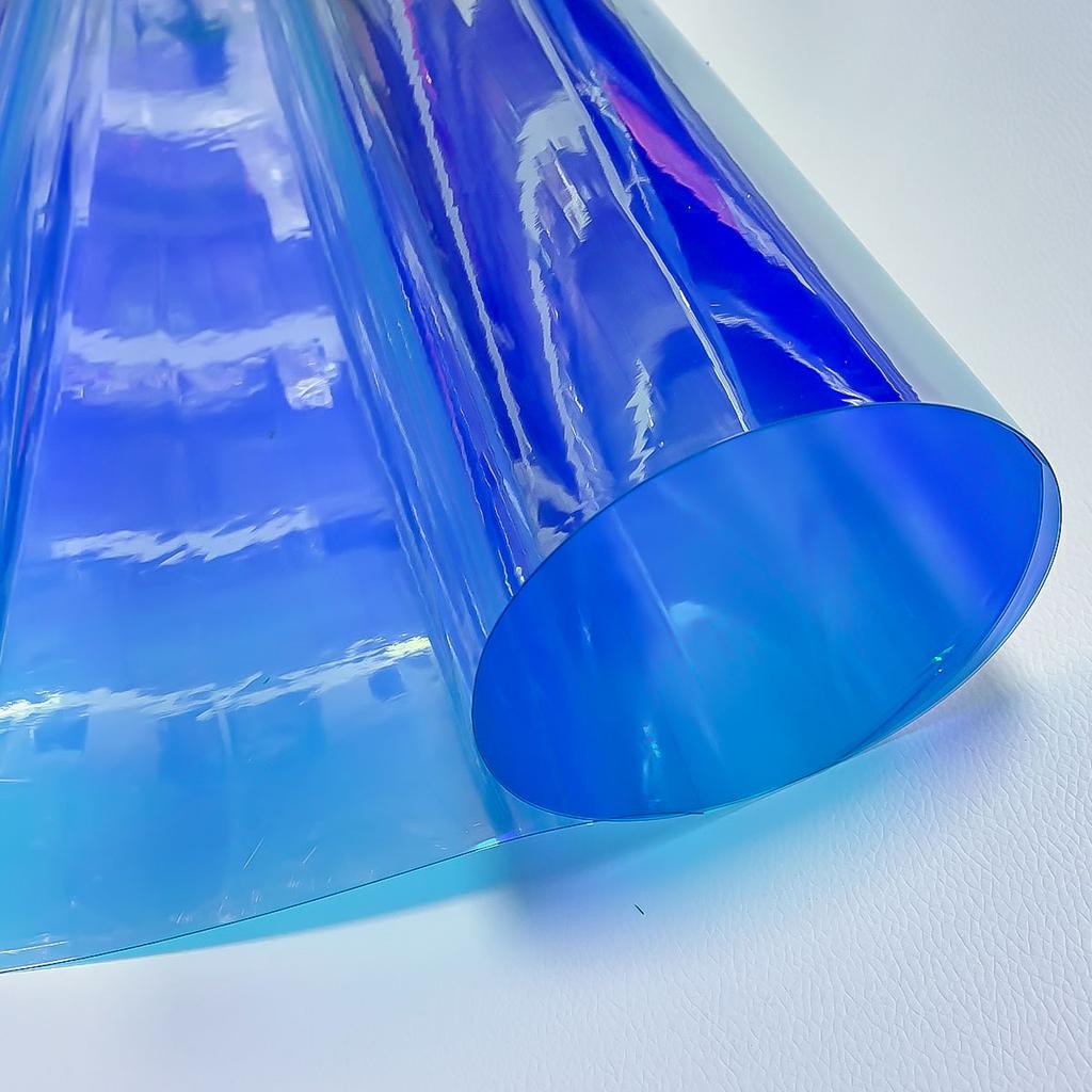 50*95CM Transparent PVC Fabric Iridescent Holographic Laser Rainbow Shiny Vinyl DIY Bows Earring Handmade Craft Bag Roll