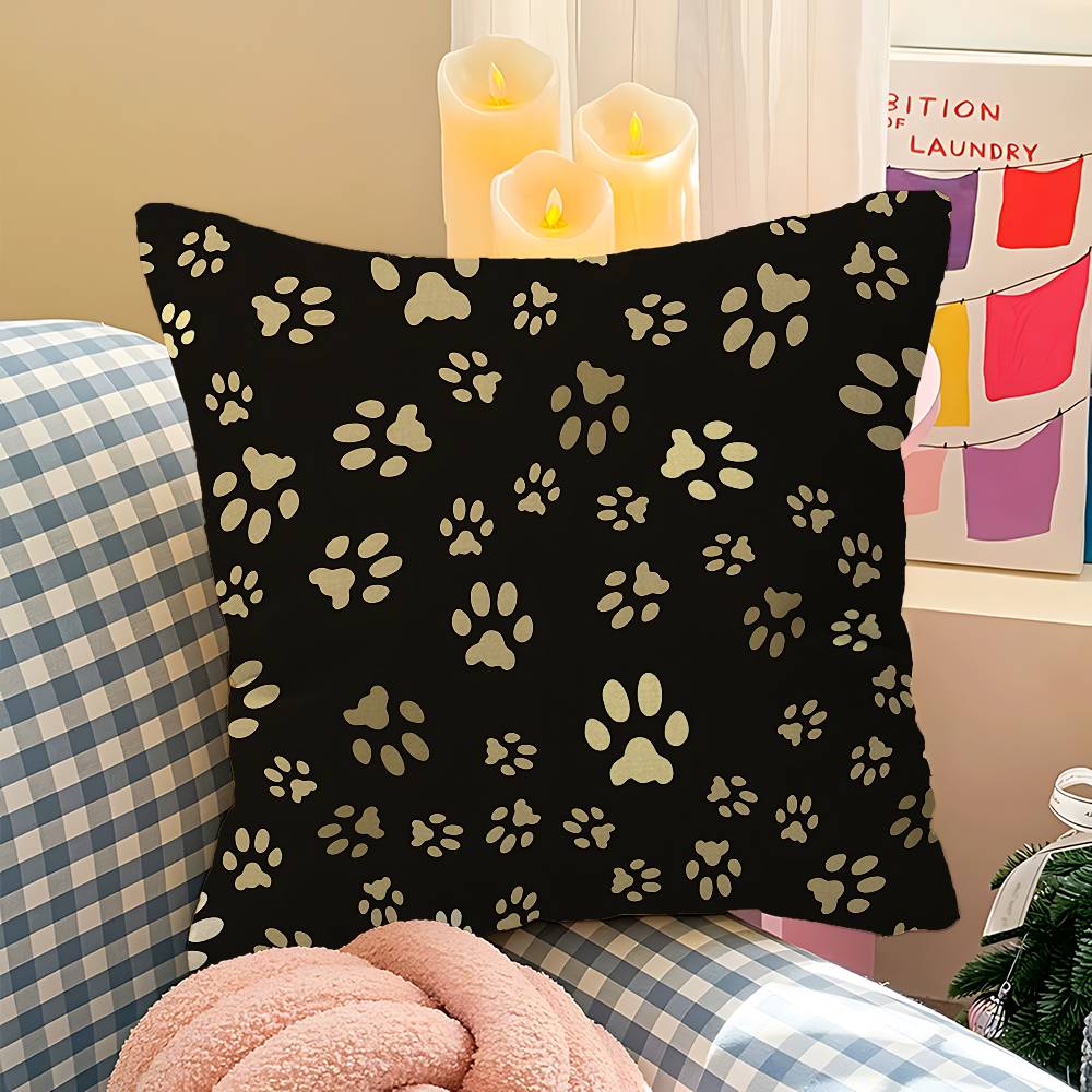 Cute Dog Paw Theme Maple Design Cushion Cover Happy Autumn Harvest decor Holiday Decorati Pillow Cover