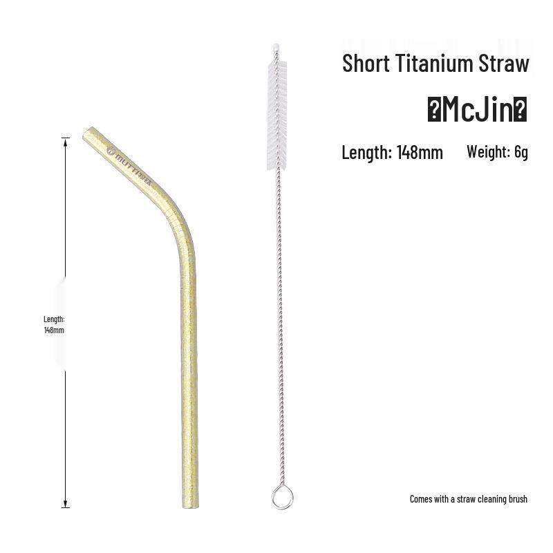 Crystal Clear Titanium Straw with Spoon - Reusable for Drinks
