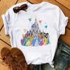 Funny Summer Disney Villains Printed Women T Shirts Round Neck Y2k Clothes Cartoon Graphic T Shirts 90s Female Tops Tees
