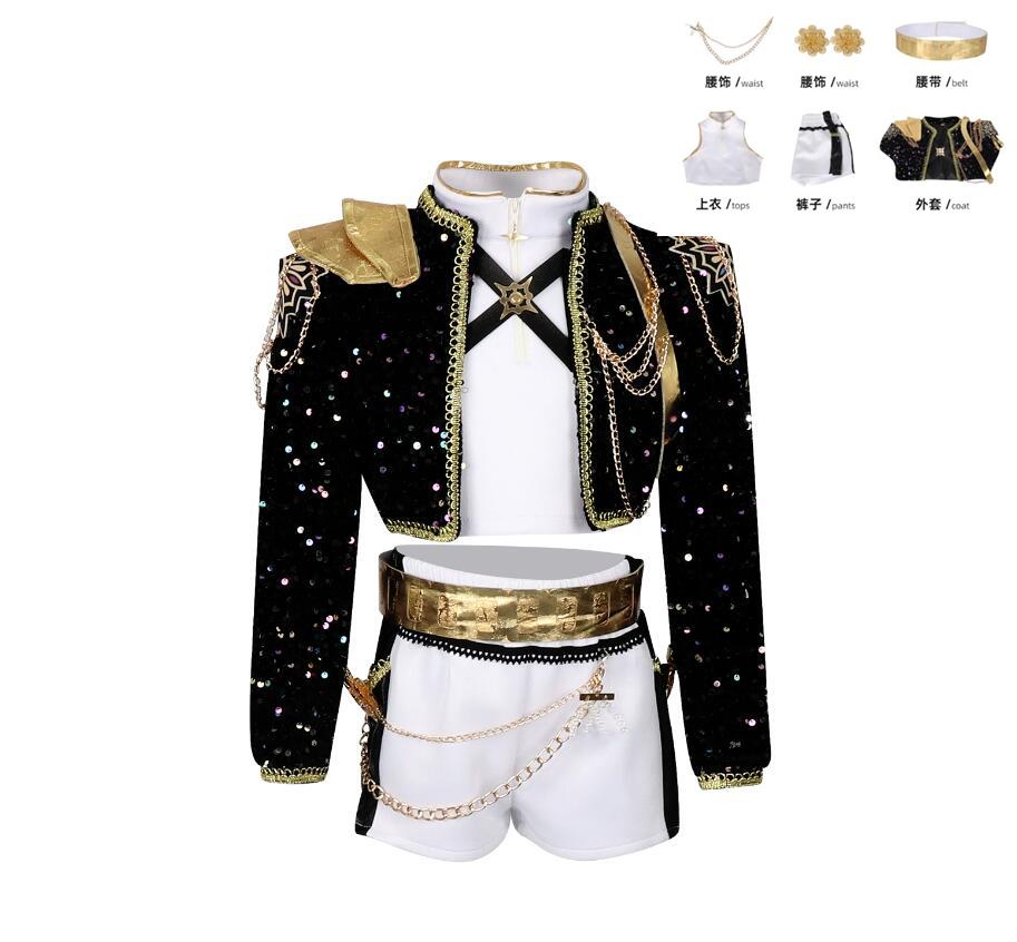 PÅ LAGER Rumi Mira Zoey Cosplay Kostyme kpop Svart Gull Halloween Kvinne Familie Jenter Cosplay Rask Levering