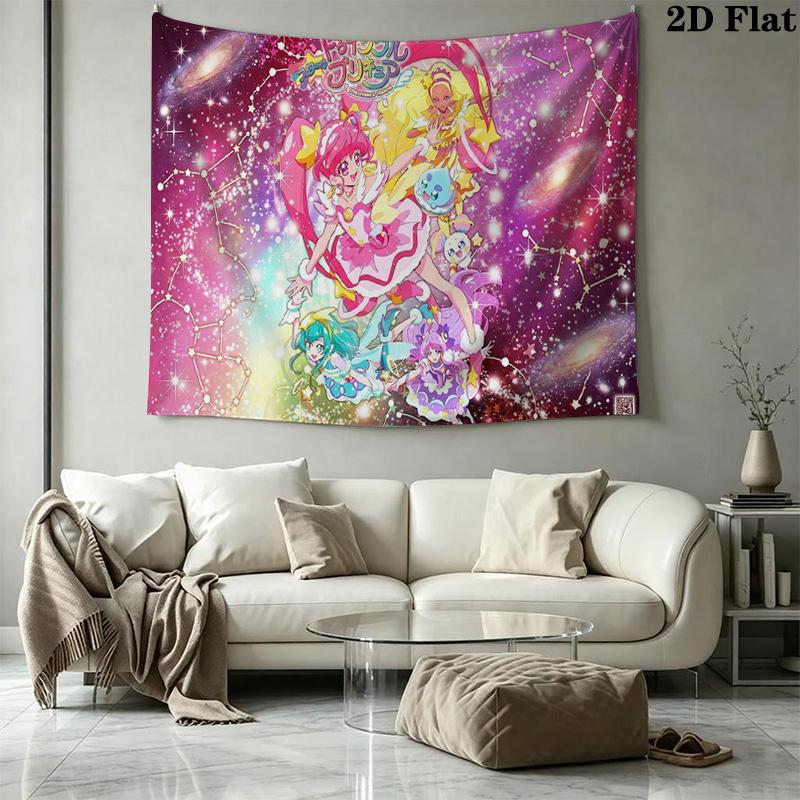Hidden Key Precure Wall Tapestry Aesthetic Wall Hanging Printed Fabric Blanket Decorative Tapestries for Bedroom Living Room Home Decor