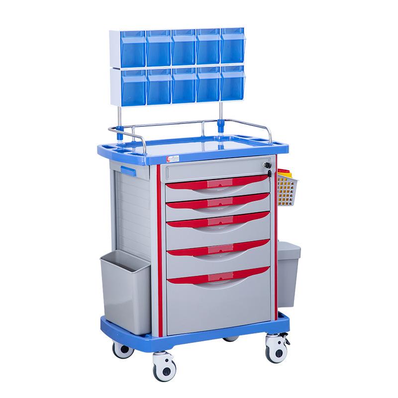 ABS Multifunctional Anesthesia and Infusion Emergency Cart with Five Drawers