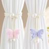 2PCS Simulated Butterfly Adjustable Curtain Belt, Pearl Decoration Non-punching Curtain Buckle, Bedroom Living Room Curtain Decorative Buckle
