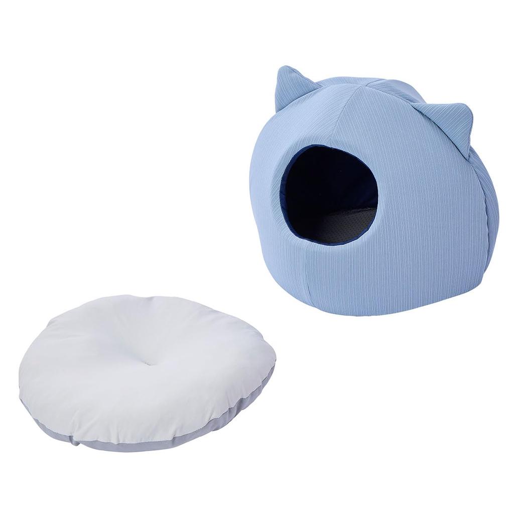 Petio Cool and Relaxing Cat Bed with Cushion and Cat Ear Dome Cool Blue HNA,