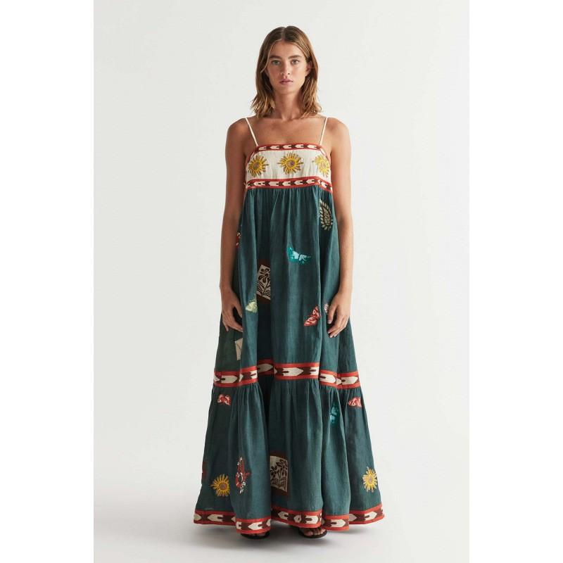 Womens Sexy Spaghetti Strap Printed Maxi Dress High Waist Flowy Skirt Cotton Small