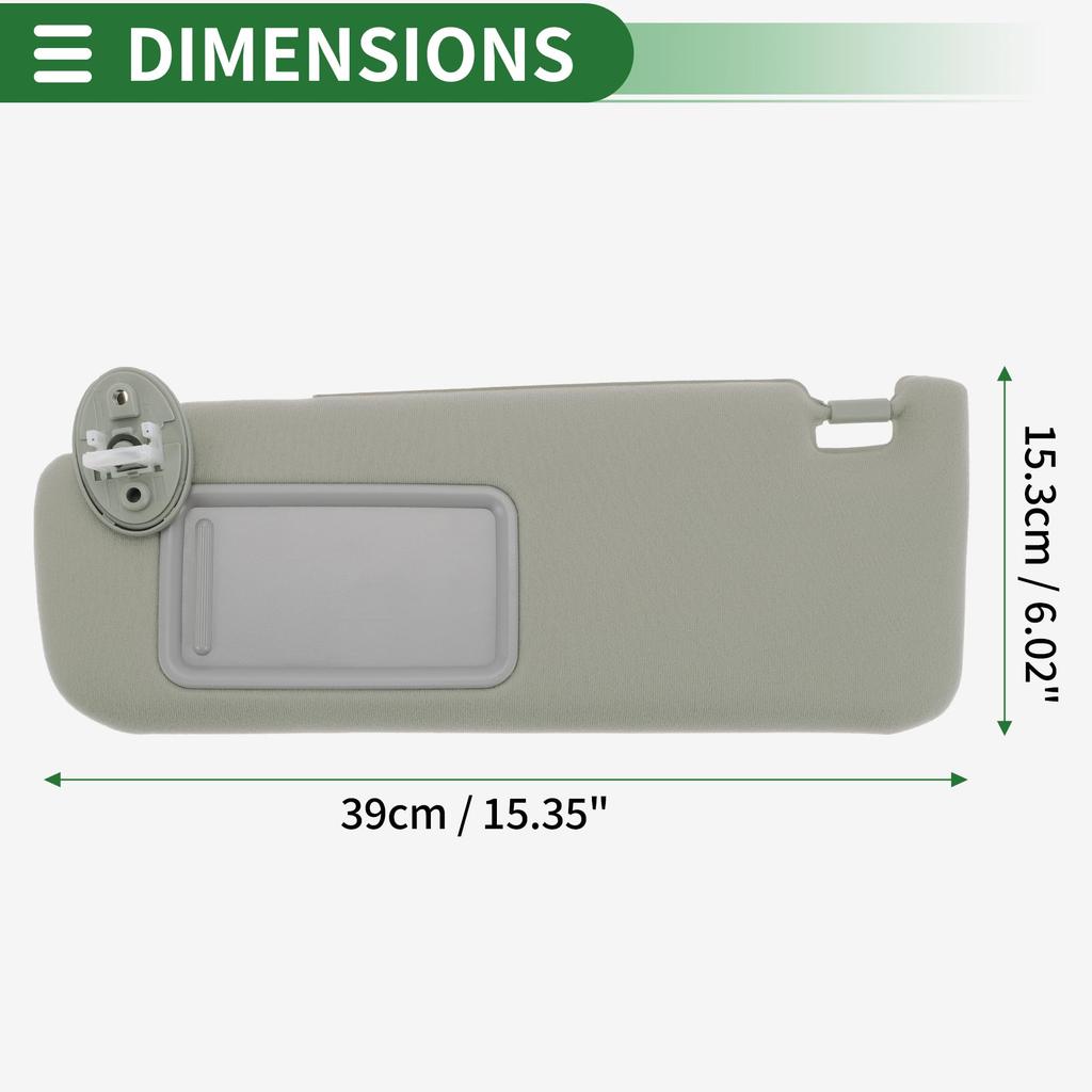 Motoforti Left Driver Sidecar Sun Visor Assembly with for Toyota Camry Part Numbers Mirror, Plastic, 12-17, Gray,