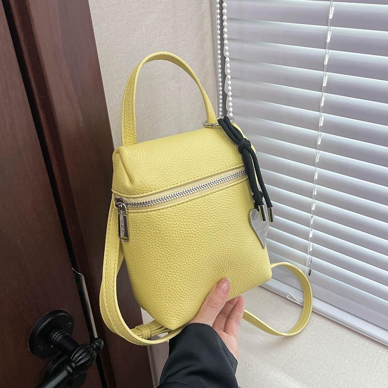 

Fashion messenger small bag New lychee pattern small square bag Simple shoulder bag Mobile phone bag
