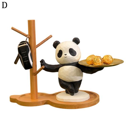 Taca do przechowywania kluczy Panda Żywica Taca do przechowywania posągów Pandy Dekoracyjna taca do przechowywania Pandy Dekoracja stołu domowego do salonu, biura, gabinetu
