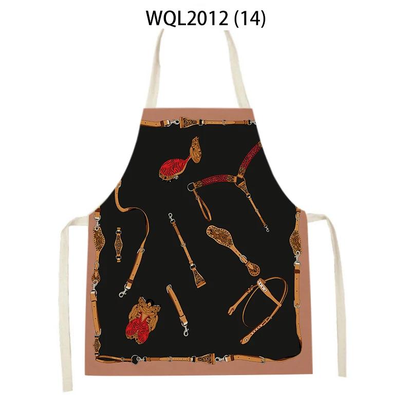 Retro Equestrian Kitchen Aprons for Women Men Linen Baking Bibs Household Cleaning Pinafore Animal Horse Home Cooking Apron