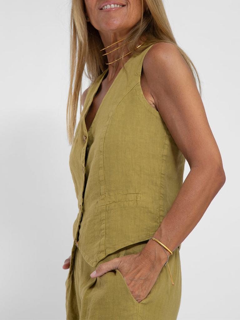 Hot Selling New Fashion Vest Long Pants Patchwork Cotton Linen Casual Set