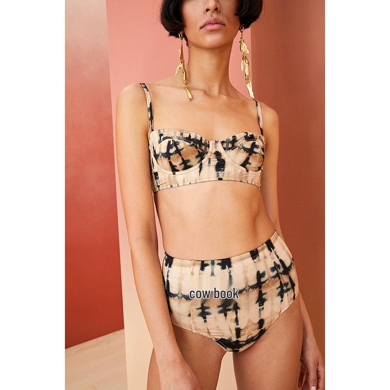 

Европейский и американский стиль для отпуска, купальник бикини с принтом - женский хит продаж, двухкомпонентный L бежевый