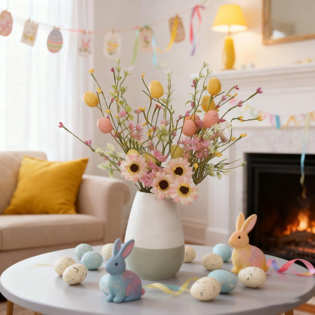 Easter Tree Ornament Realistic Easter Egg Decoration Decorative Flower Branch Non-Toxic Simulated Flower Stems For Floral Vase