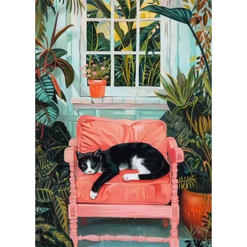 Funny Cat On Toilet Wall Art Cat Reading Newspaper Canvas Posters Print Picture for Home Bathroom Living Room Decor No Frame