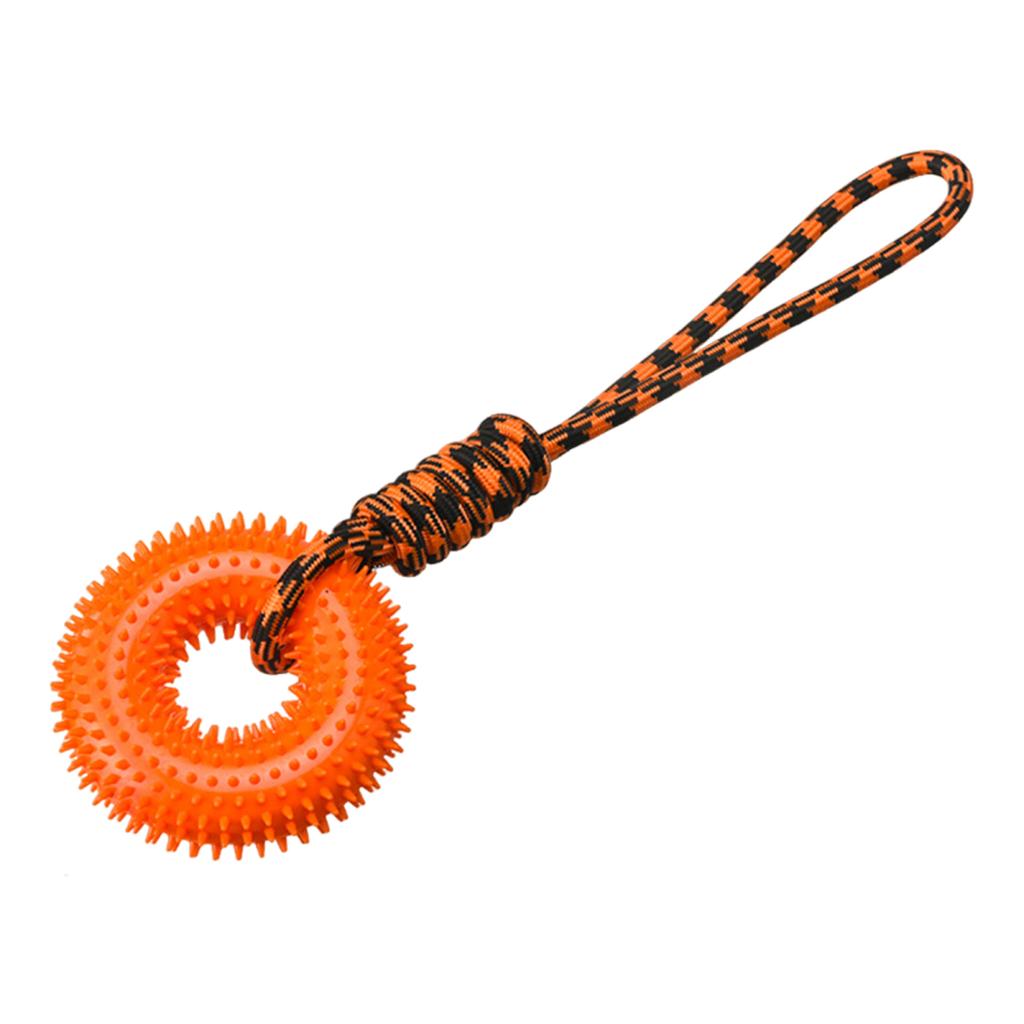 Yousheng Spiked Ring Dog Chew Toy for Aggressive Chewers Interactive Squeaky Spiky Ring with Rope Dog Training Fetch Toy for Small Medium Large Dogs