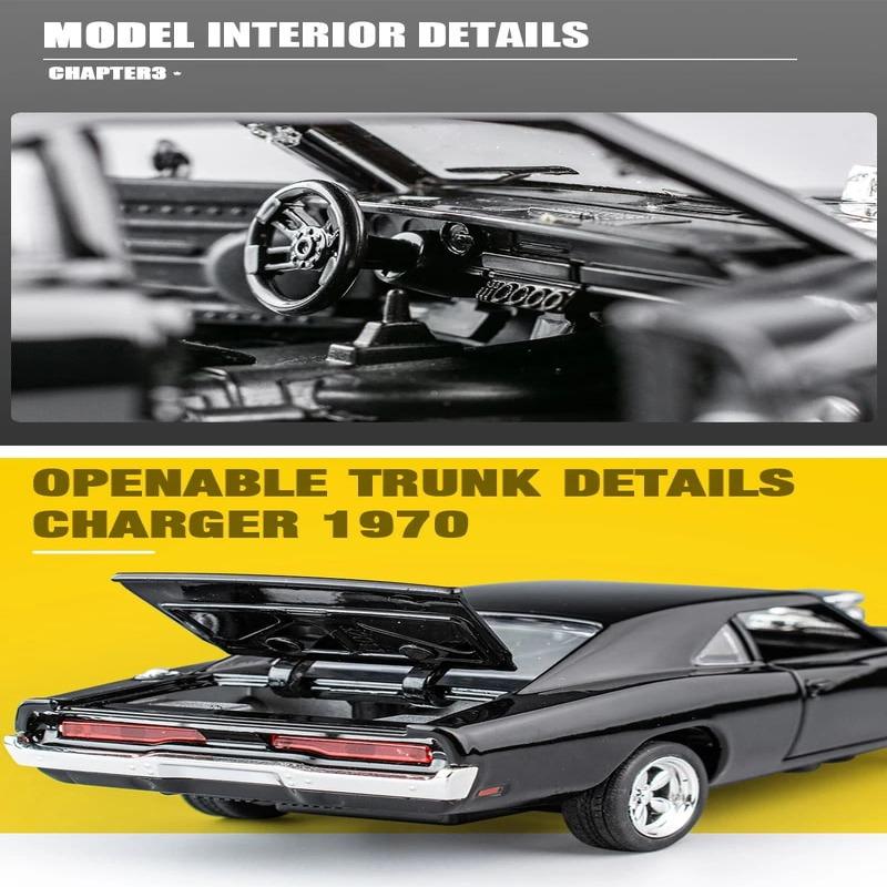 1:32 Legierung "Fast and Furious" Dodge Automodell mit Sound und Licht Druckguss-Spielzeugauto Pull Back Autosammlung Ornamente Jungen Geschenk Kinderspielzeug
