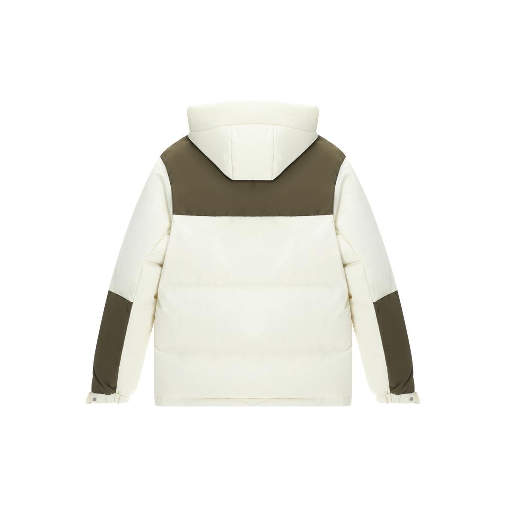 New Balance Windproof Hooded Down Jacket Asia Sizing 'White Olive Green' Unisex AMJ24377-CIC