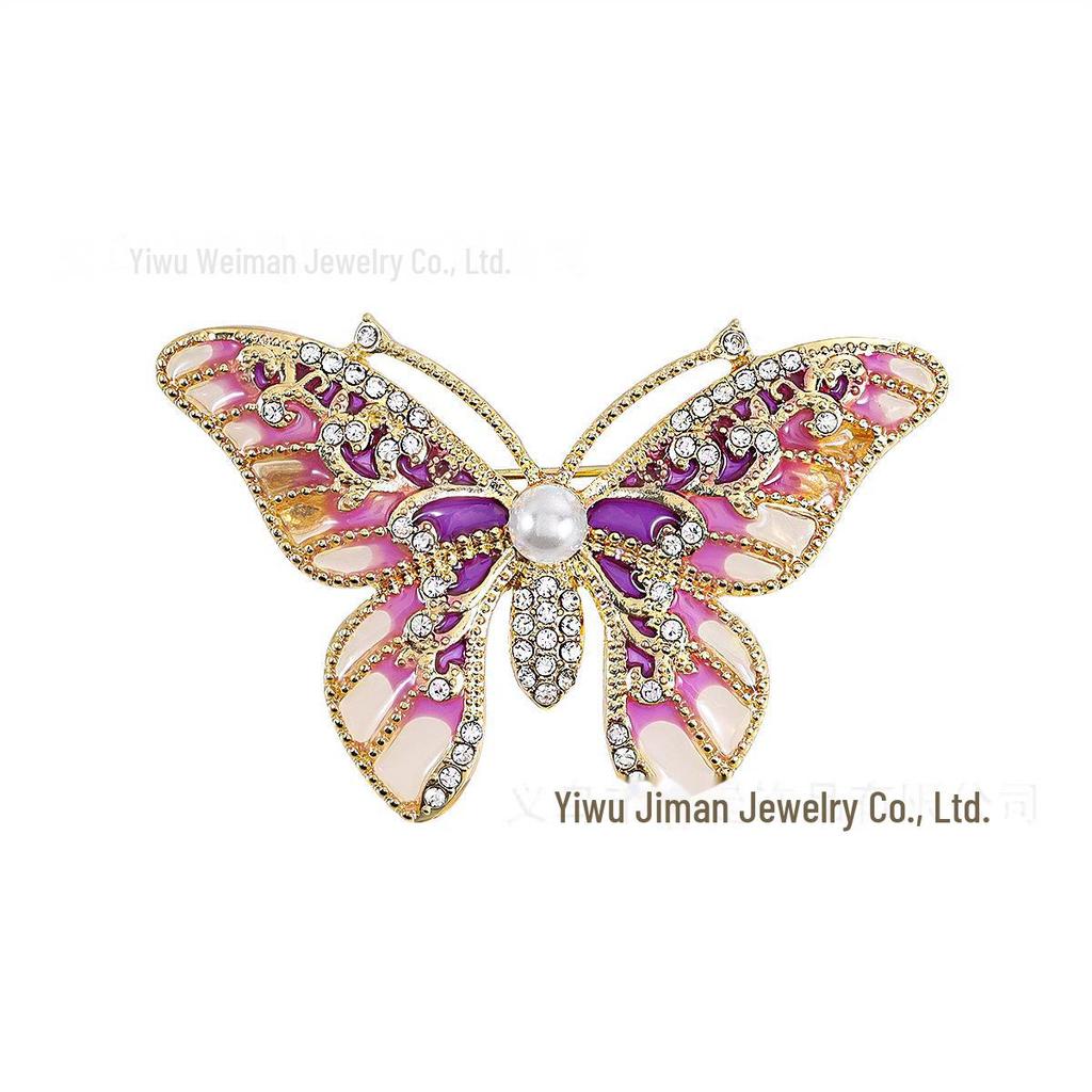 Elegant Enamel Butterfly Brooch: Versatile Accessory for Suits, Coats, Corsages, & Cheongsams.