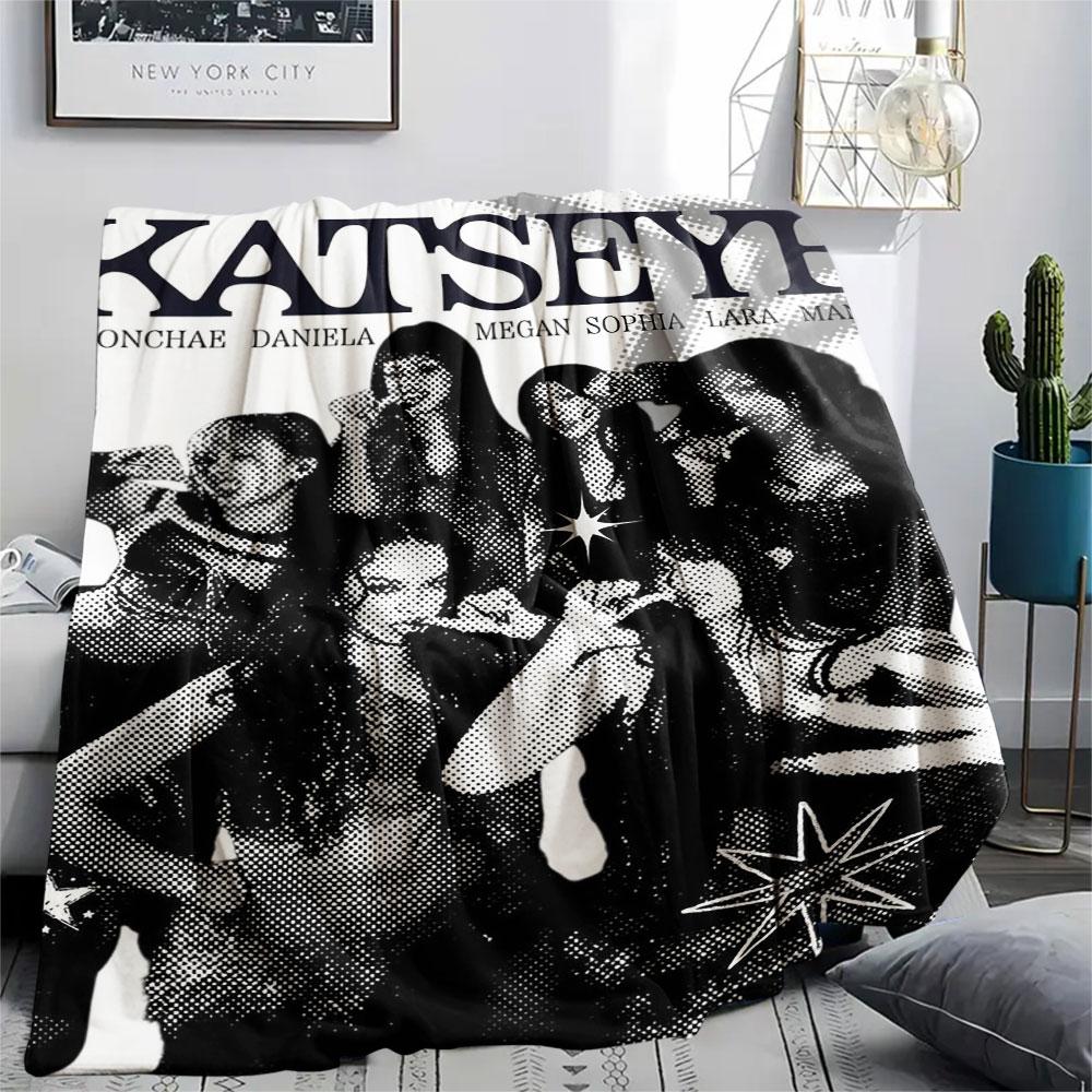 1PC KATSEYE Patterned Flannel Blanket Suitable For All Seasons for Home Decor Warmth and Comfort Gifts Holiday Present