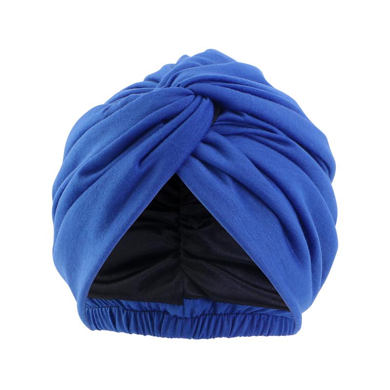 Women Double Layer Satin Linning Stretch Turban Hat Cross Ruffle Chemo Sleep Cap Twist Bandanas Muslim Hijab Headscarf India Hat