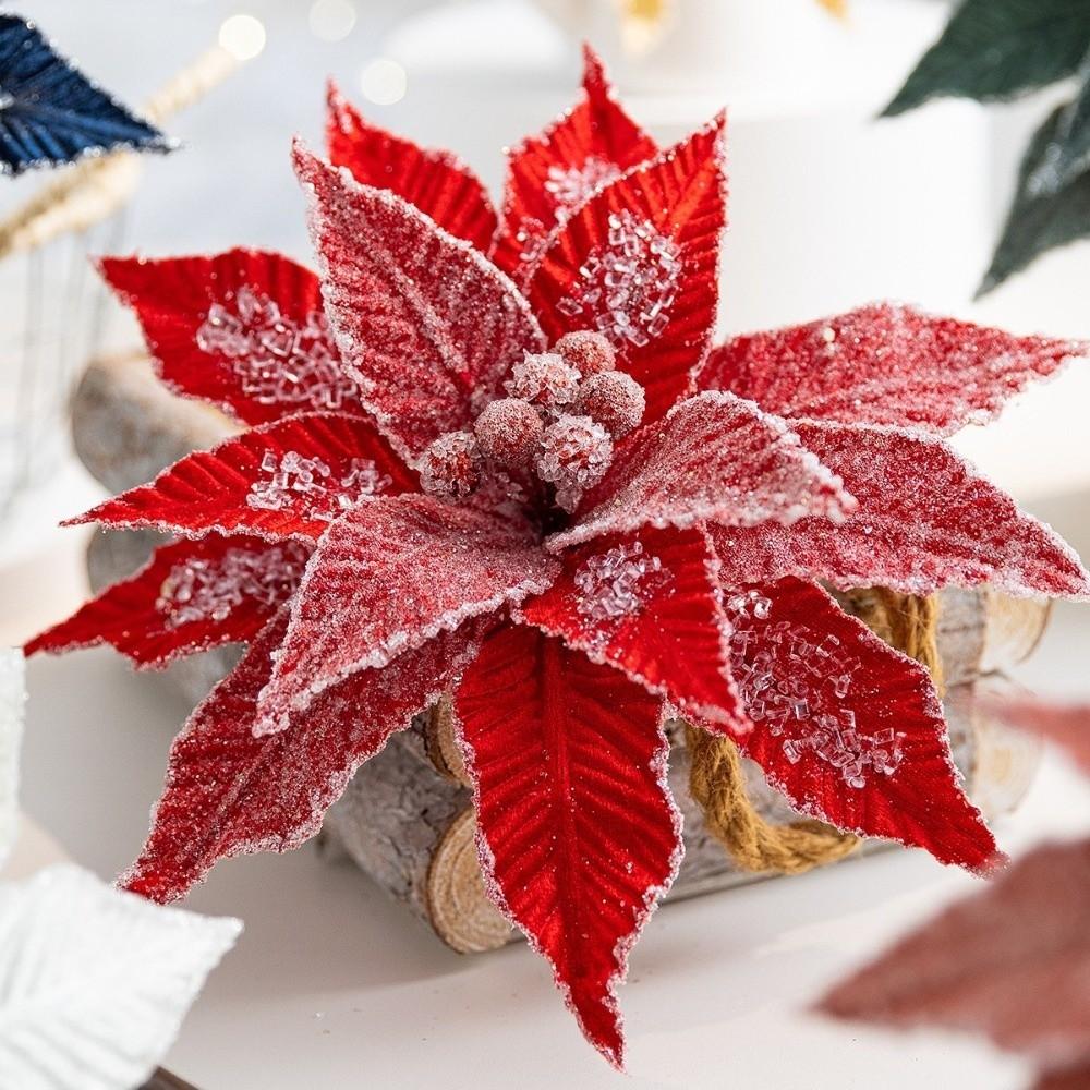 Faux Velvet Artificial Xmas Flower Large Size High-grade Xmas Tree Decorations Merry Christmas Vibrant Colors