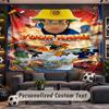 Wall Hanging Tapestry Custom NameFireman Sam Pattern Personalized Printed Fabric Wall Decor