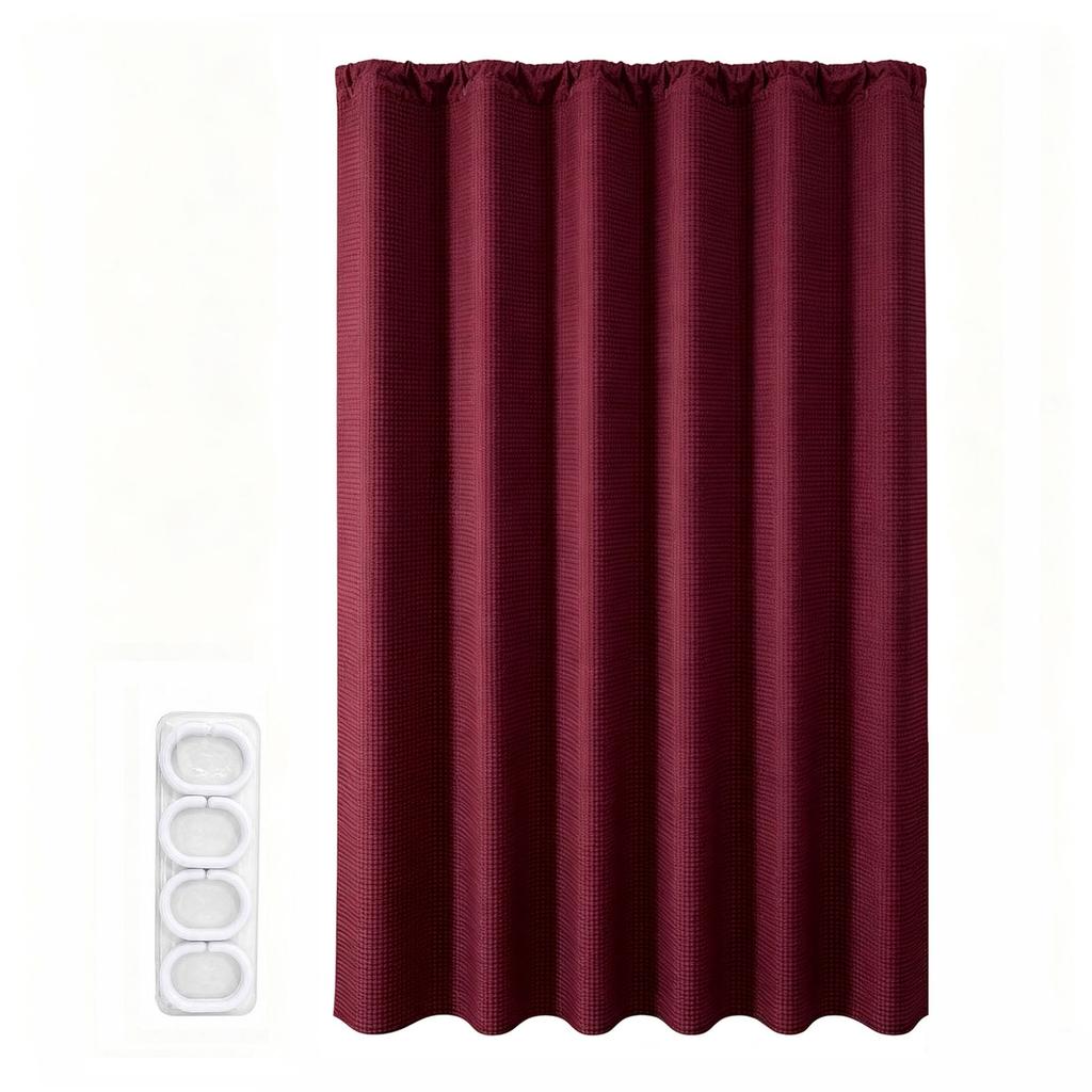 Shower Curtain with 12 Plastic Hooks, 180 cm, for Bathroom and Window